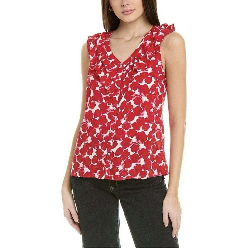 Cabi Red Floral Rosy Sleeveless Top XXL NWT